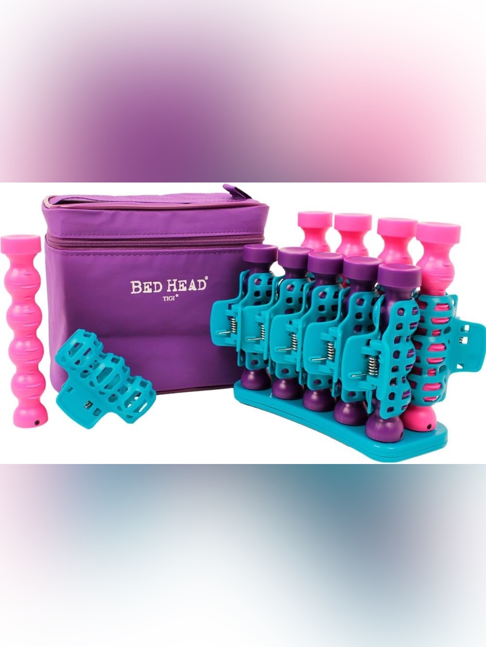 RARE TIGI Bed Head Hot Rollers Pink Purple Hair Setter Clips Case Vintage Y2K